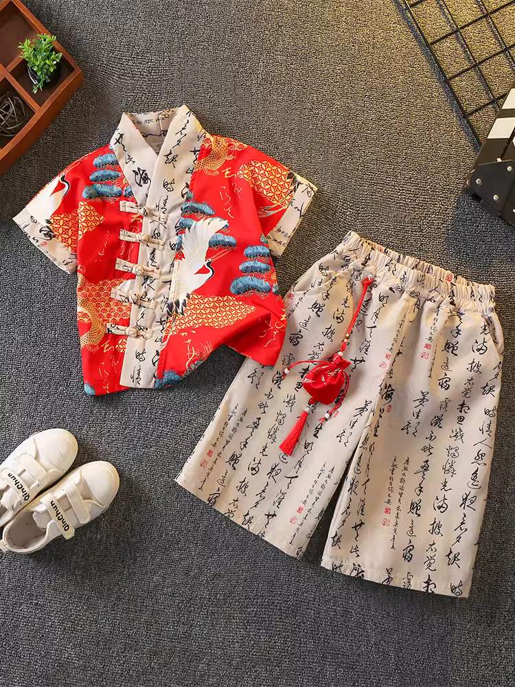 Bộ đồ bé trai Hanfu, trang phục biểu diễn mùa hè cho bé gái, trang phục cải tiến kiểu Tang cho trẻ em, quần áo mùa hè cho bé, trang phục kiểu Trung Hoa