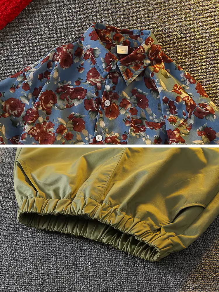 Áo sơ mi ngắn tay họa tiết hoa phong cách cổ điển Hồng Kông dành cho trẻ em trong kỳ nghỉ hè dành cho bé trai, áo sơ mi họa tiết hoa mát mẻ và sành điệu cho bãi biển