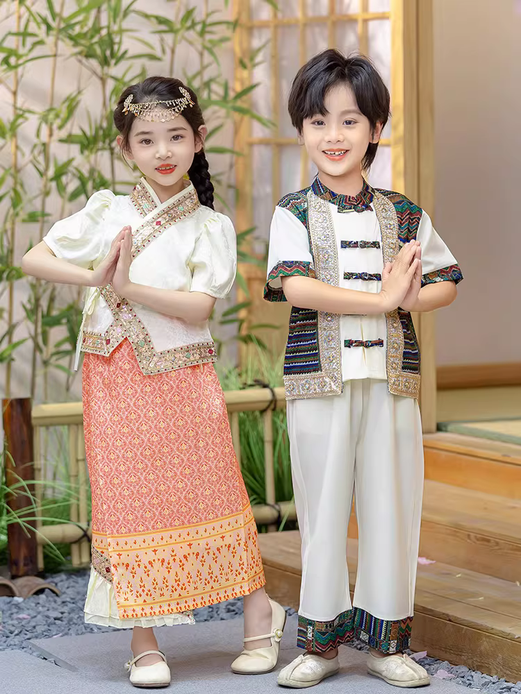 Quần áo trẻ em cho bé trai và bé gái, bộ đồ Hanfu mùa hè, trang phục phong cách Trung Hoa mới năm 2025, trang phục biểu diễn phong cách dân tộc mùa hè, hợp thời trang