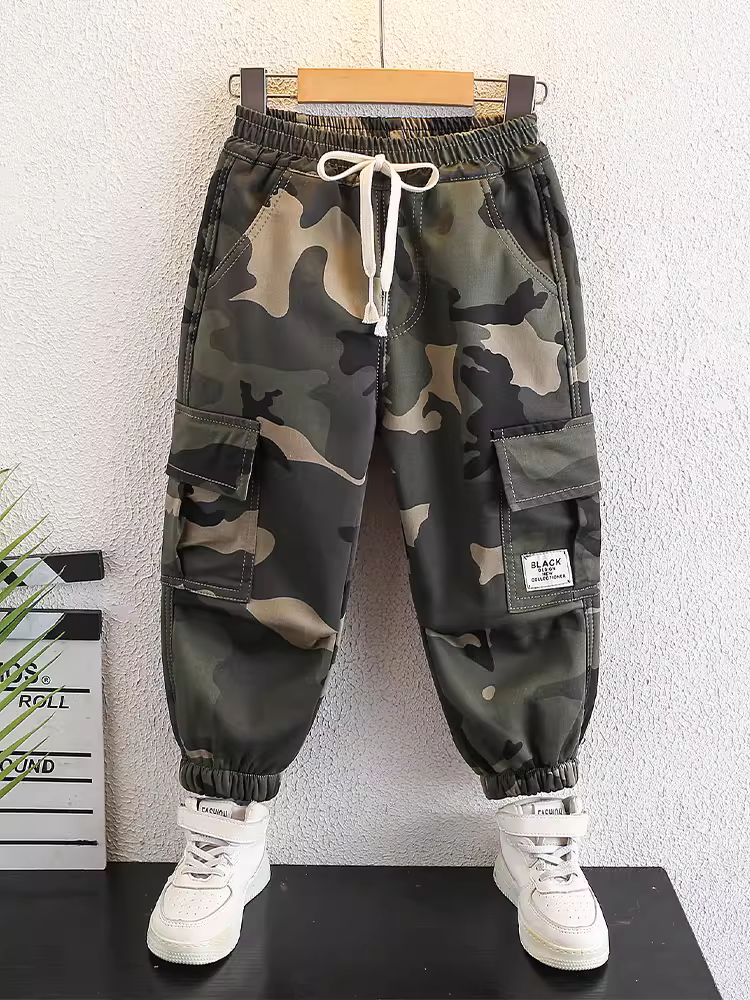 Quần bé trai mùa đông 2025, quần cargo dày dặn lót lông cừu giữ ấm cho bé, quần bé trai chất liệu nỉ mềm mại, phong cách thường ngày