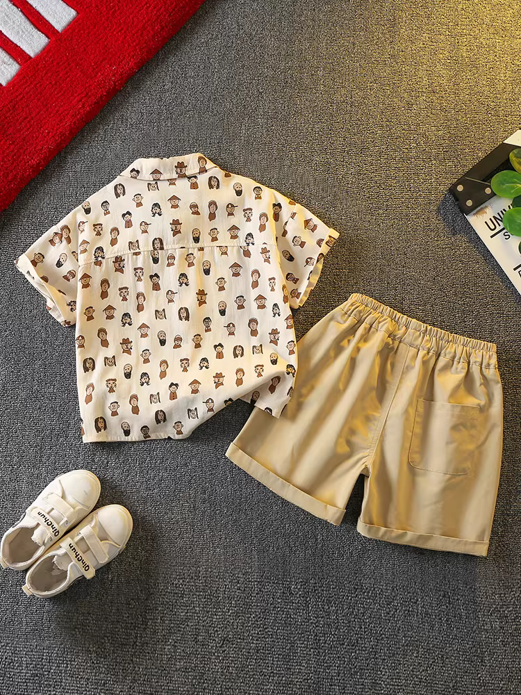 Bộ quần áo hè bé trai 2025 kiểu mới thời thượng, phong cách đường phố hot trend mạng xã hội, quần áo trẻ em thời trang, cá tính và đẹp trai