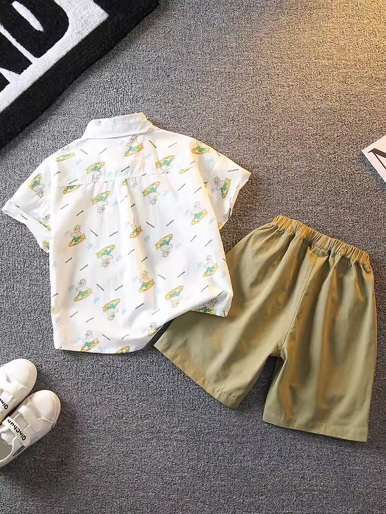 Trang phục mùa hè cho bé trai 2025, mẫu mới thời thượng, quần áo ngắn tay mỏng nhẹ, phong cách trẻ trung và cá tính dành cho trẻ em.
