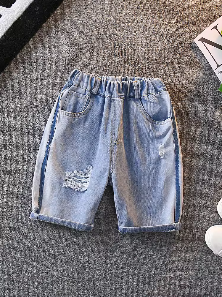 Quần mỏng mùa hè cho bé trai 2025, quần mùa hè trẻ em kiểu dáng năng động, quần short denim thời trang cho bé trai