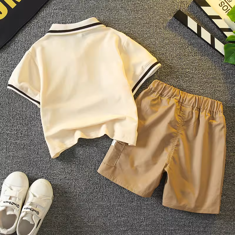 Bộ trang phục mùa hè ngắn tay cho bé trai 2025, thời trang mới, quần áo trẻ em bé trai cá tính và sành điệu