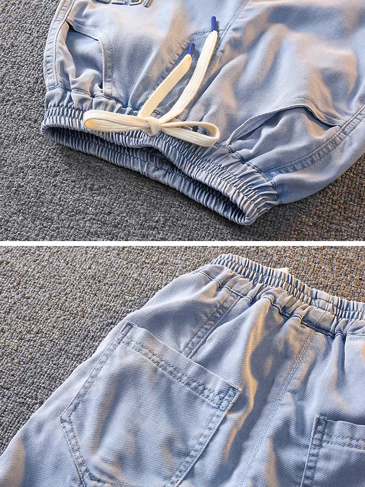 Quần chống muỗi bằng vải lụa mỏng mùa hè dành cho bé trai, quần dài rộng mùa hè dành cho trẻ em, quần đèn lồng mùa hè mát mẻ và sành điệu dành cho bé.