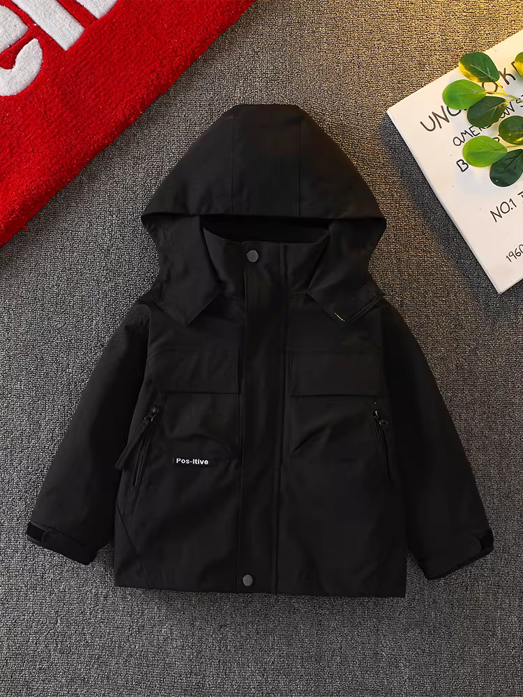 Áo khoác ba trong một cho bé trai, áo khoác thu đông trẻ em, áo khoác có đệm, quần áo mùa đông trẻ em, kiểu dáng mới thời thượng 2025.