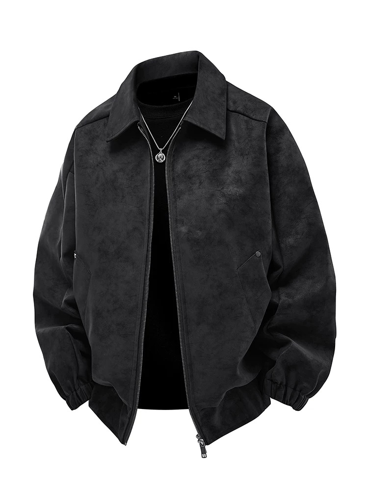 Áo khoác da cổ điển có ve áo kiểu thường ngày của Jeanswest dành cho nam giới, áo khoác ngoài đa năng cao cấp hợp thời trang mùa xuân và mùa thu.