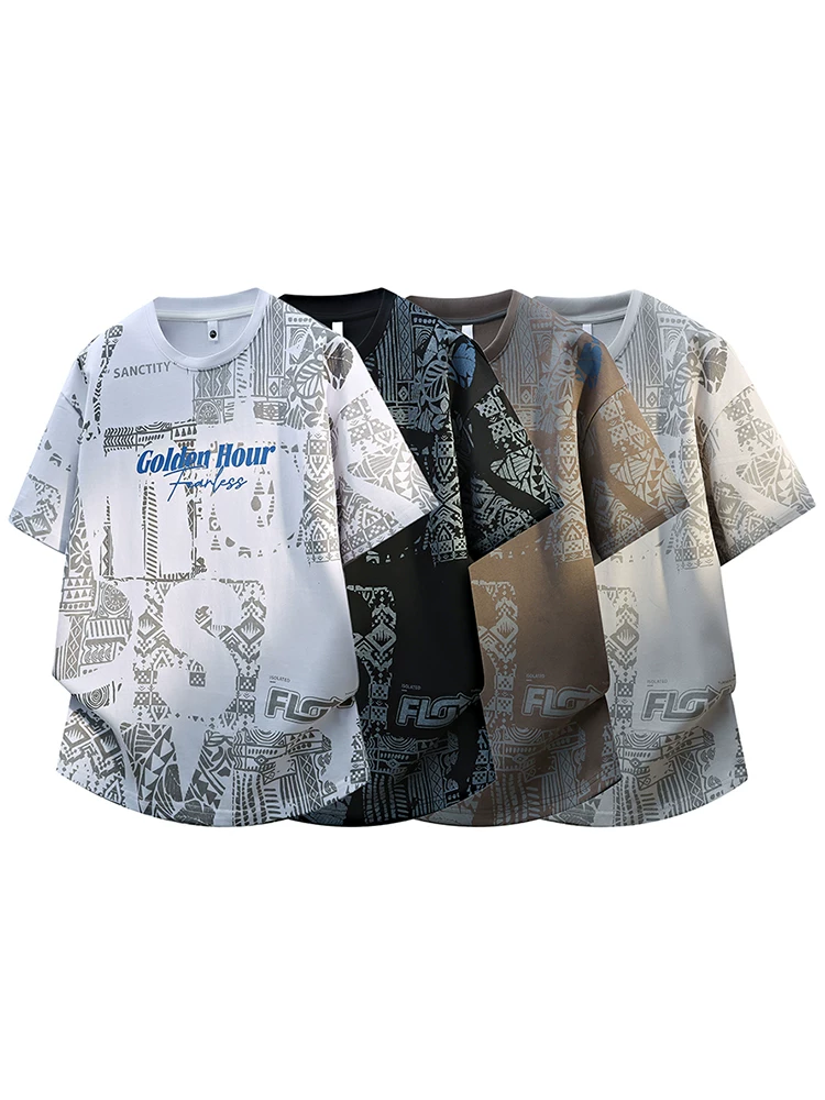 Áo thun cổ tròn in chữ phong cách Mỹ của Jeanswest dành cho nam, áo thun ngắn tay thoáng khí, rộng rãi, hợp thời trang mùa hè.