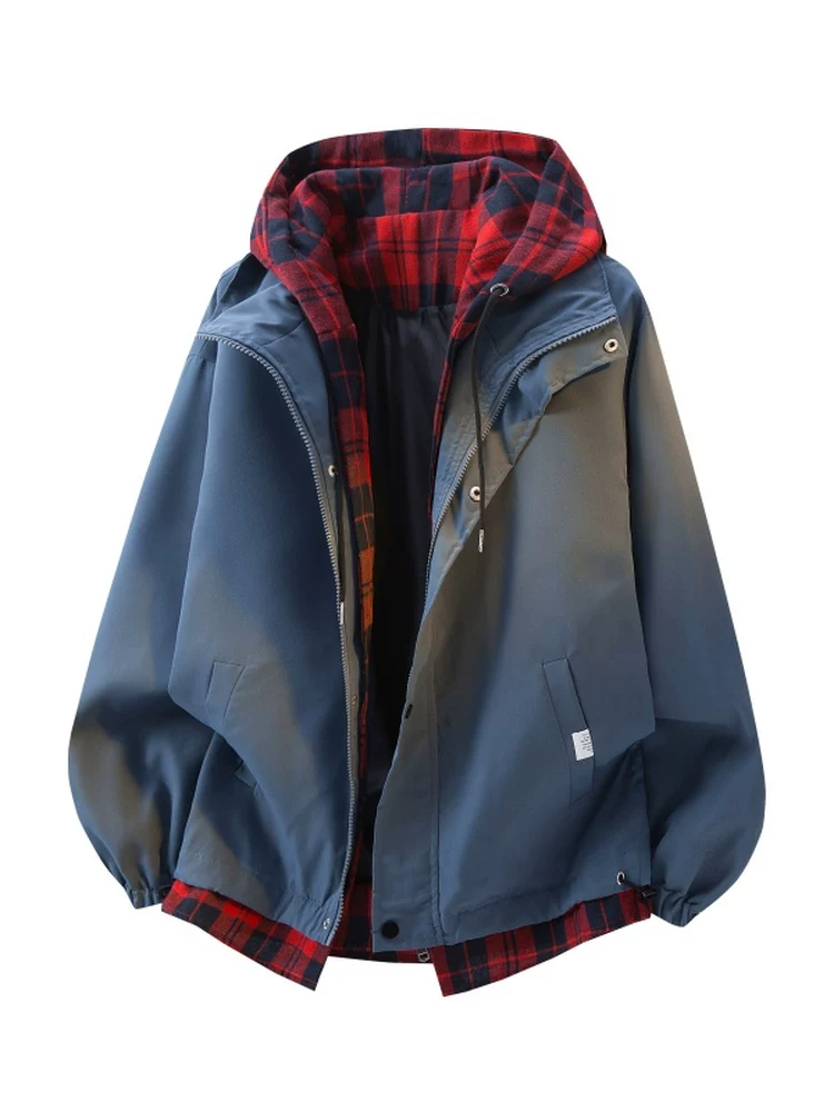 Áo khoác có mũ trùm đầu giả hai mảnh kiểu cổ điển cao cấp của Jeanswest dành cho nam, áo khoác ngoài đa năng hợp thời trang mùa xuân thu.