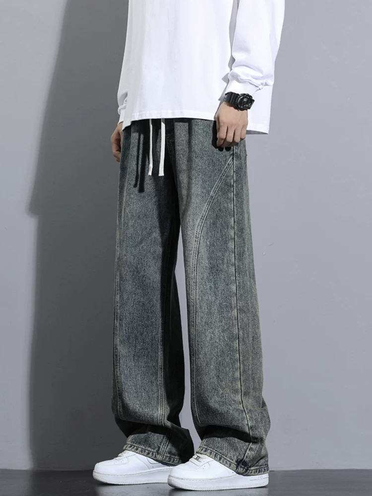 Quần jeans nam Jeanswest phong cách Mỹ cổ điển, thích hợp cho mùa xuân và mùa thu, có tùy chọn lót lông cừu, kiểu dáng ống rộng thẳng.