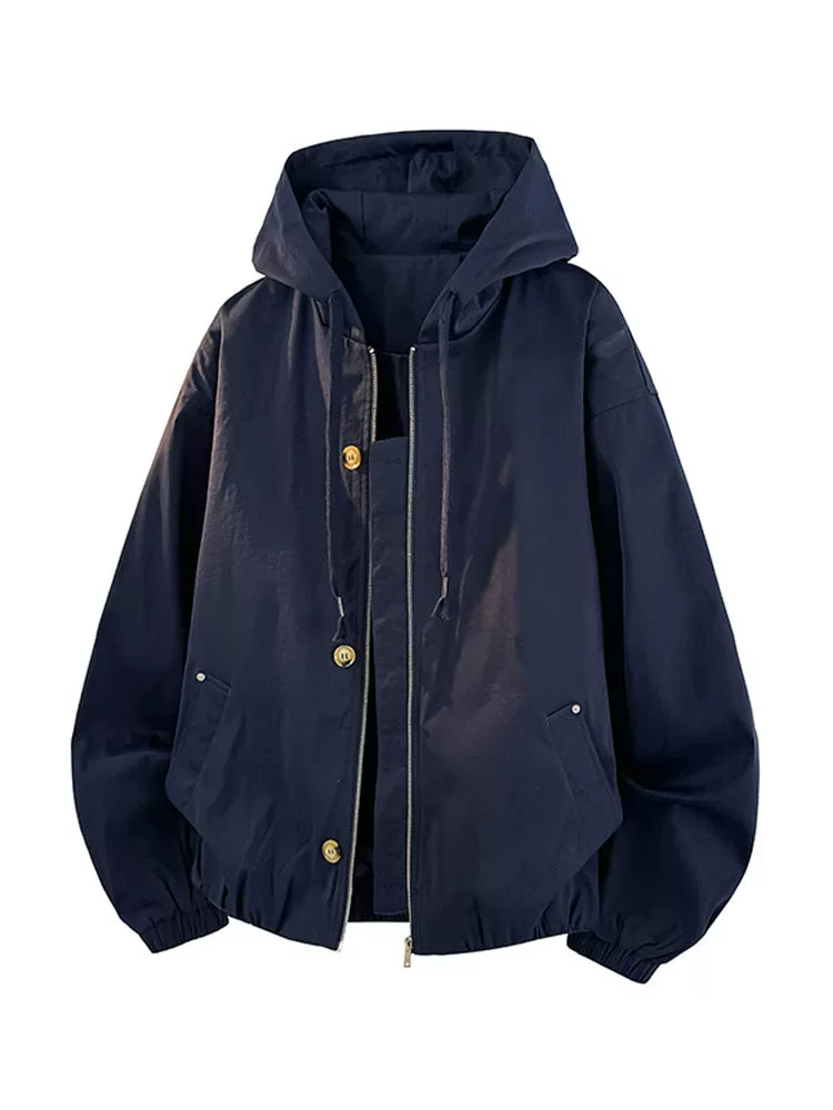 Áo khoác có mũ trùm đầu phong cách Mỹ của Jeanswest dành cho nam, mùa xuân thu, thương hiệu thời thượng cao cấp, dáng rộng, áo khoác công sở đa năng.