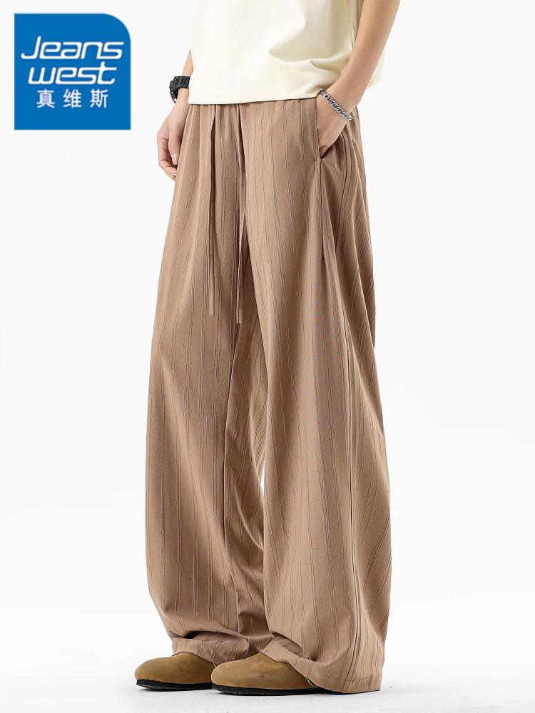 Quần dài nam Jeanswest kiểu Mỹ, dáng rộng, màu trơn, phong cách thường ngày, cảm giác cao cấp mùa hè, thân thiện với làn da, thoáng khí, quần dài mỏng.