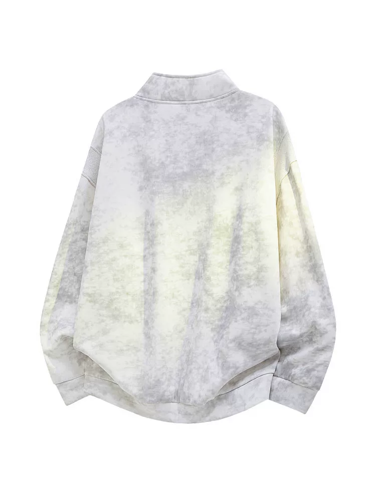 Áo nỉ nhuộm màu kiểu Trung Quốc mới của Jeanswest dành cho nam, áo sơ mi cơ bản hợp thời trang mùa xuân thu, áo chui đầu cổ đứng thông thường.