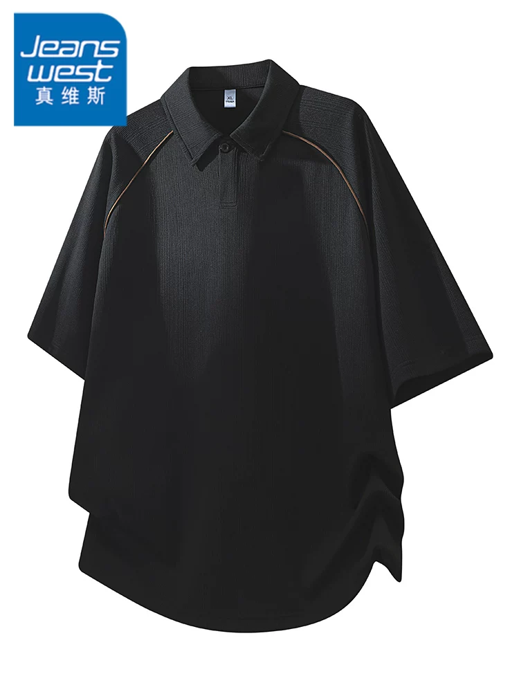 Áo thun nam cao cấp Jeanswest tay lửng, cổ bẻ, chất liệu thoáng khí, kiểu dáng rộng rãi, phong cách thường ngày, mùa xuân hè.