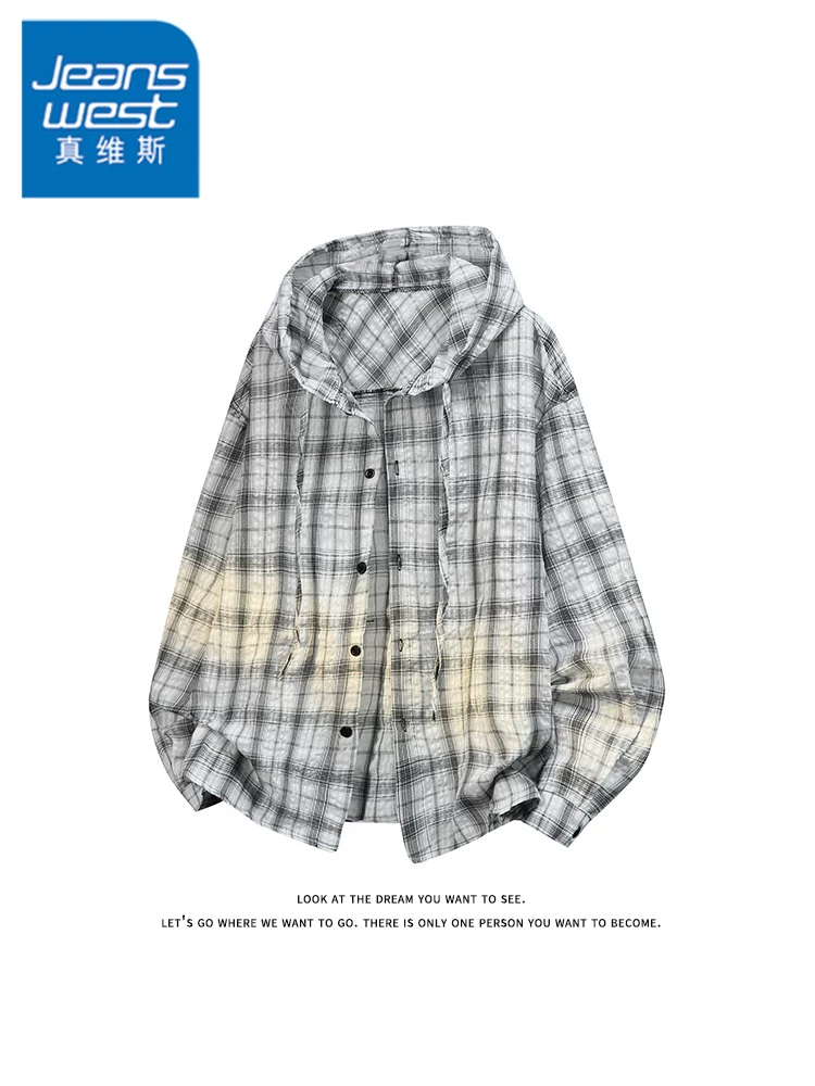 Áo sơ mi có mũ trùm đầu phong cách retro Mỹ của Jeanswest dành cho nam, mẫu mới xuân thu 2026, thương hiệu thời thượng, áo kiểu cao cấp.