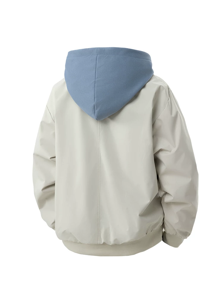 Áo khoác có mũ trùm đầu giả hai mảnh phong cách retro của Jeanswest dành cho nam, áo khoác ngoài thời trang đa năng, rộng rãi, thoải mái cho mùa xuân và mùa thu.