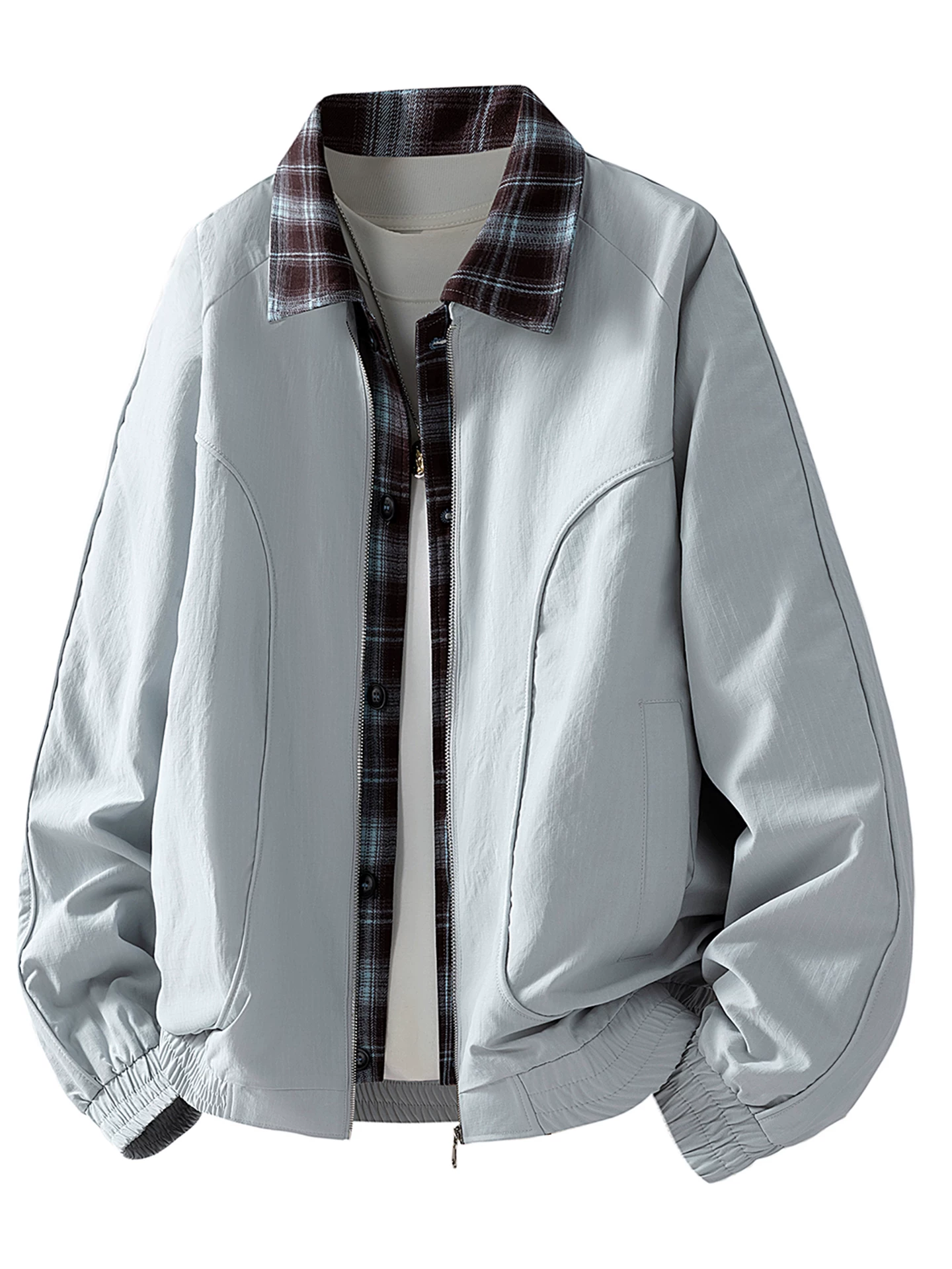 Áo khoác giả hai mảnh kiểu Mỹ của Jeanswest dành cho nam, mùa xuân thu, thương hiệu thời trang cao cấp, áo khoác ngoài rộng rãi, thoải mái.