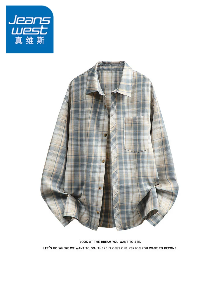 Áo sơ mi kẻ sọc phong cách Mỹ cổ điển của Jeanswest dành cho nam, thương hiệu thời trang thường ngày mùa xuân thu, áo kiểu thời thượng và cao cấp.