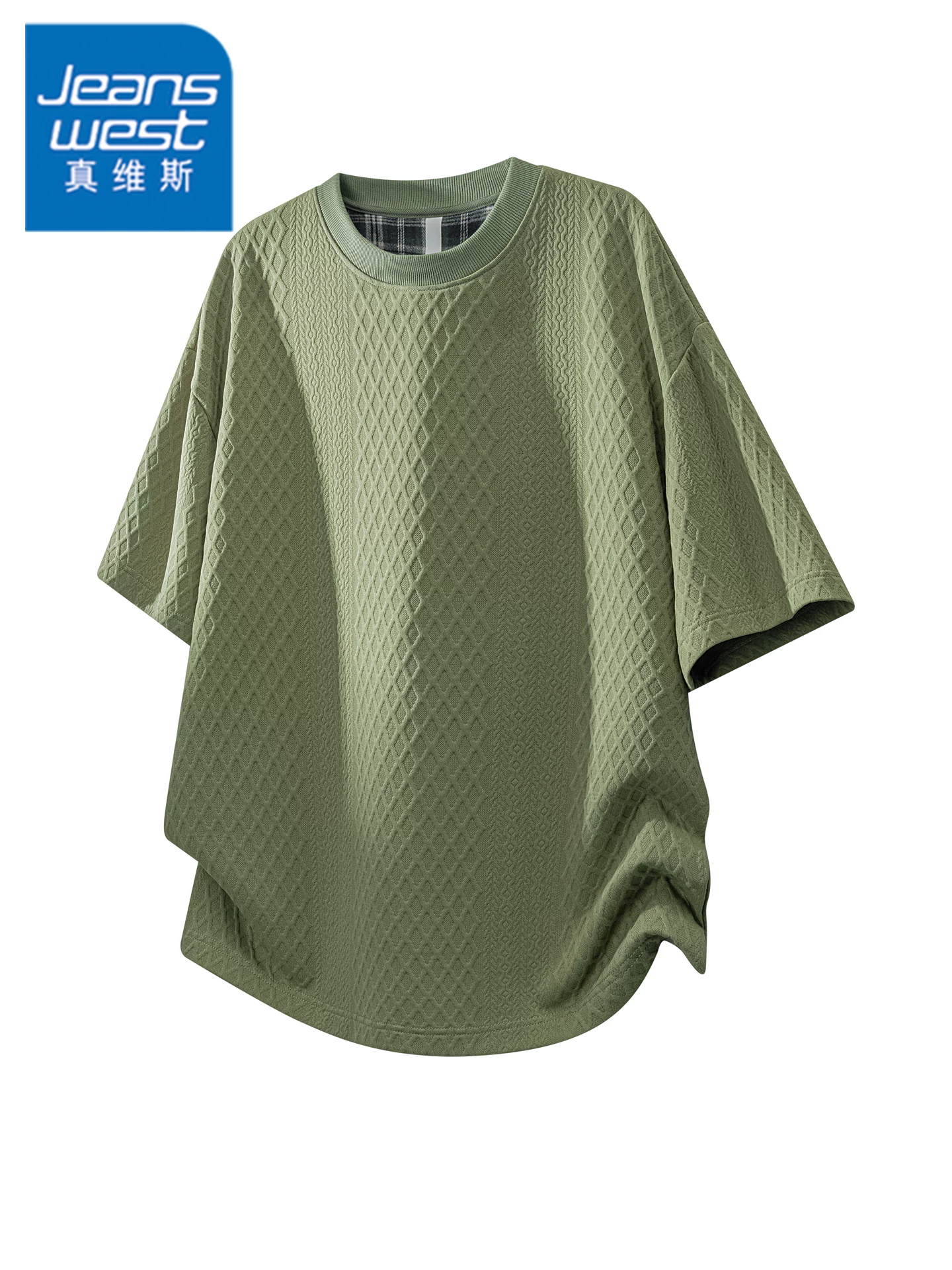 Áo thun nam Jeanswest chất liệu waffle jacquard, kiểu dáng rộng rãi mùa hè, cảm giác cao cấp, thoáng khí, thân thiện với làn da, tay ngắn.
