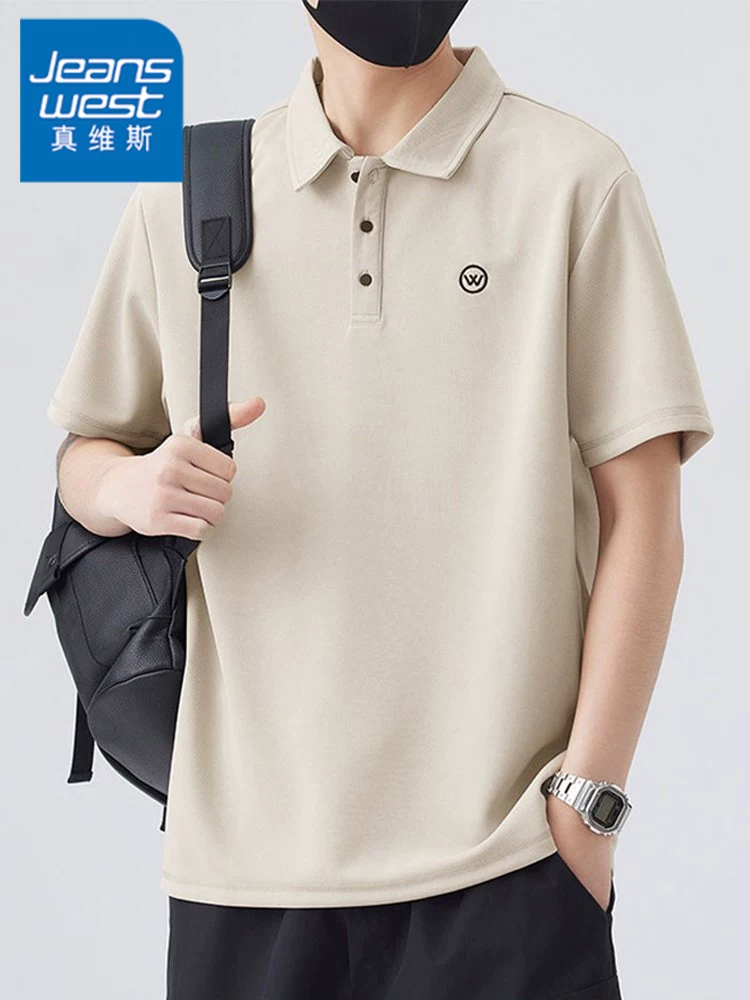 Áo thun nam mỏng, nhanh khô, kiểu Mỹ, chất liệu lụa băng, thương hiệu Jeanswest, áo POLO ngắn tay chống nắng, kháng khuẩn cấp 7A, mùa hè.