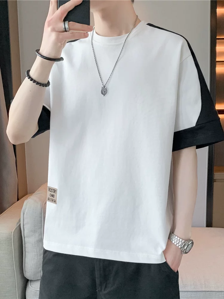 Áo thun cổ tròn phối màu cao cấp của Jeanswest dành cho nam, mùa xuân hè phong cách Mỹ, áo kiểu dáng rộng rãi, hợp thời trang, thương hiệu thời trang.