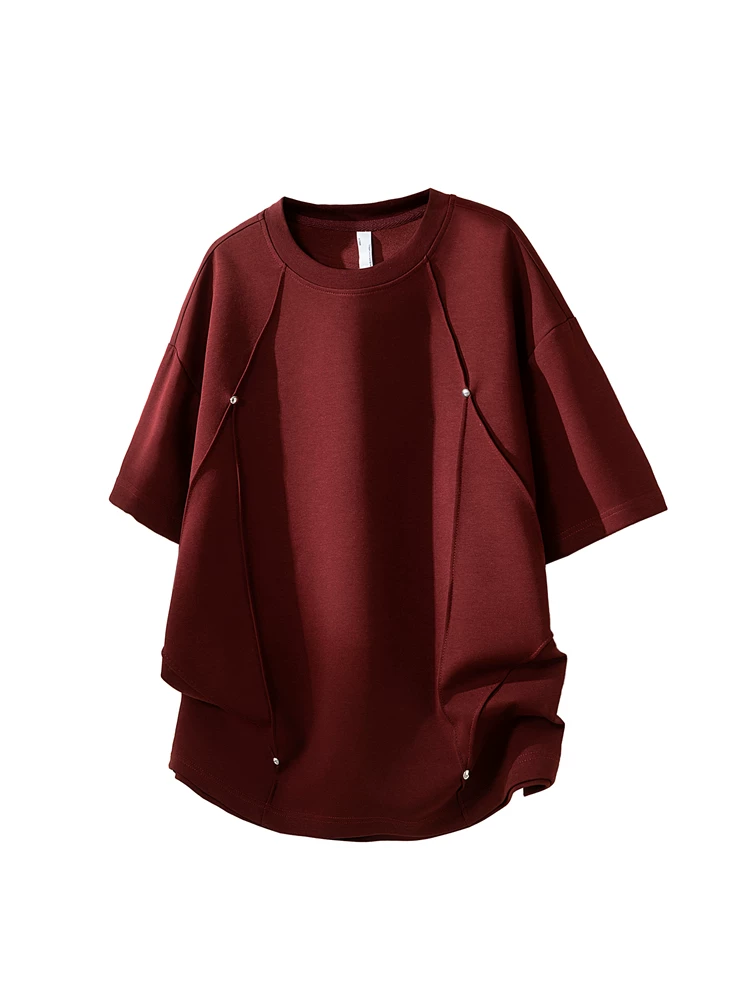 Áo thun cổ tròn cao cấp phong cách Mỹ của Jeanswest dành cho nam, áo thun ngắn tay thương hiệu thời trang cao cấp dáng rộng thông thường mùa hè.