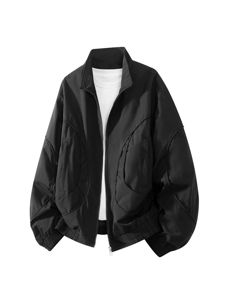 Áo khoác dáng rộng cổ đứng phong cách Mỹ của Jeanswest dành cho nam, mùa xuân thu, thương hiệu thời thượng cao cấp, áo khoác ngoài màu trơn cá tính và sành điệu.