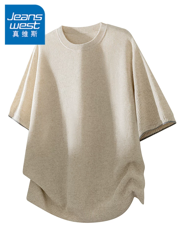 Áo thun nam chất liệu Lyocell linen dệt kim kiểu Mỹ của Jeanswest, mẫu mới hè 2026, kiểu dáng rộng rãi, thoáng khí, tay ngắn.