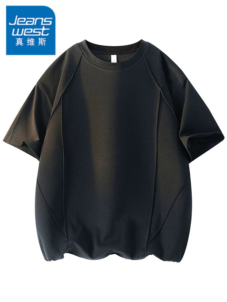 Áo thun cổ tròn màu trơn kiểu Mỹ của Jeanswest dành cho nam, áo thun ngắn tay thương hiệu thời trang cao cấp, thoáng khí, thân thiện với làn da, hợp thời trang mùa hè.