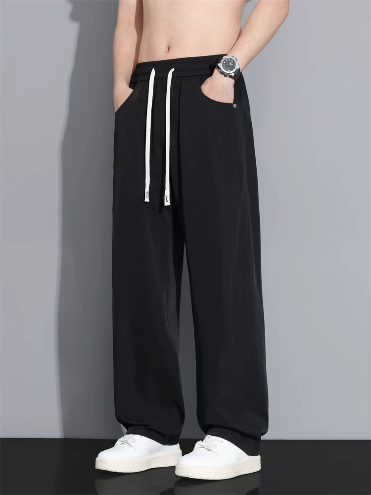 Quần Jeanswest Ice Silk Mỏng Màu Trơn Quần Ống Suông Cho Nam Mùa Hè 2026 Mới Phong Cách Mỹ Hợp Thời Trang Quần Ống Rộng