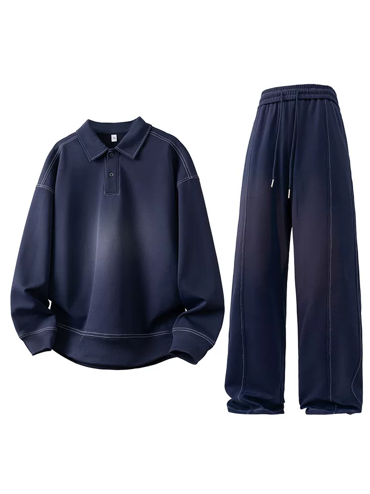 Bộ đồ thường ngày Jeanswest mùa xuân thu, áo sweatshirt cổ trụ, quần ống thẳng, thiết kế đa năng, hợp thời trang, bộ hai món.