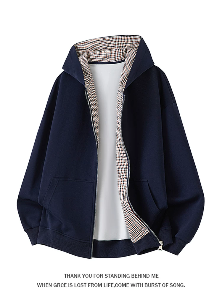 Áo khoác cardigan có mũ trùm đầu kiểu Mỹ của Jeanswest dành cho nam mùa xuân thu mới áo khoác thương hiệu thời trang cao cấp mới