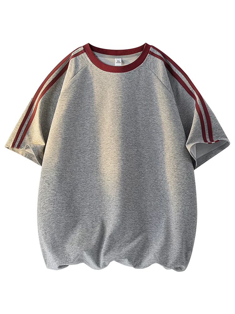 Áo thun cổ tròn kẻ sọc phong cách Mỹ của Jeanswest dành cho nam, áo thun ngắn tay thoáng khí, thân thiện với làn da, hợp thời trang mùa hè.