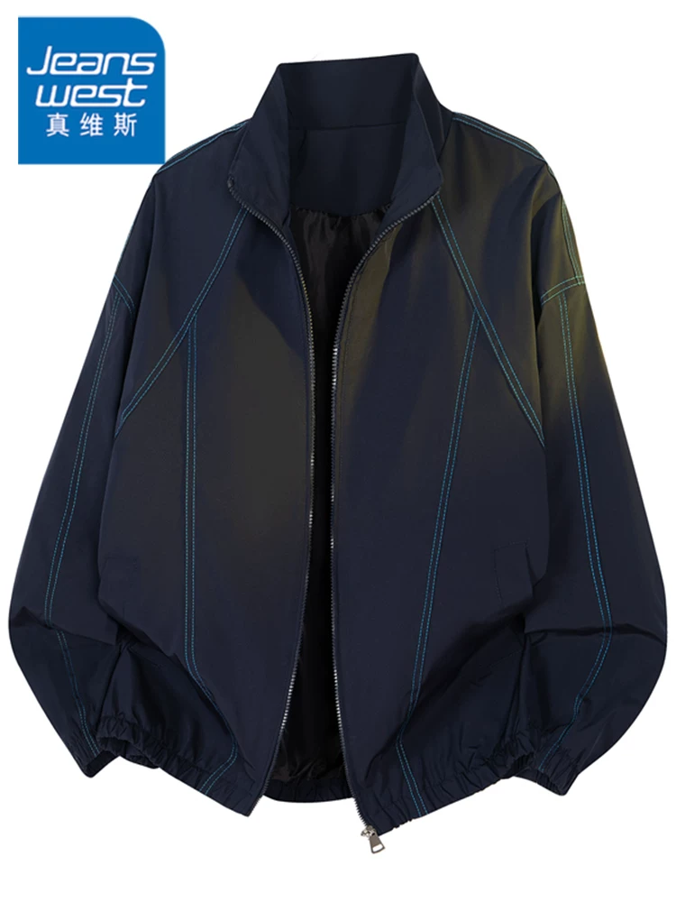 Áo khoác phi công cổ đứng kiểu Mỹ của Jeanswest dành cho nam, mùa xuân và mùa thu, áo khoác công sở chống gió rộng rãi, cao cấp, phong cách thường ngày.