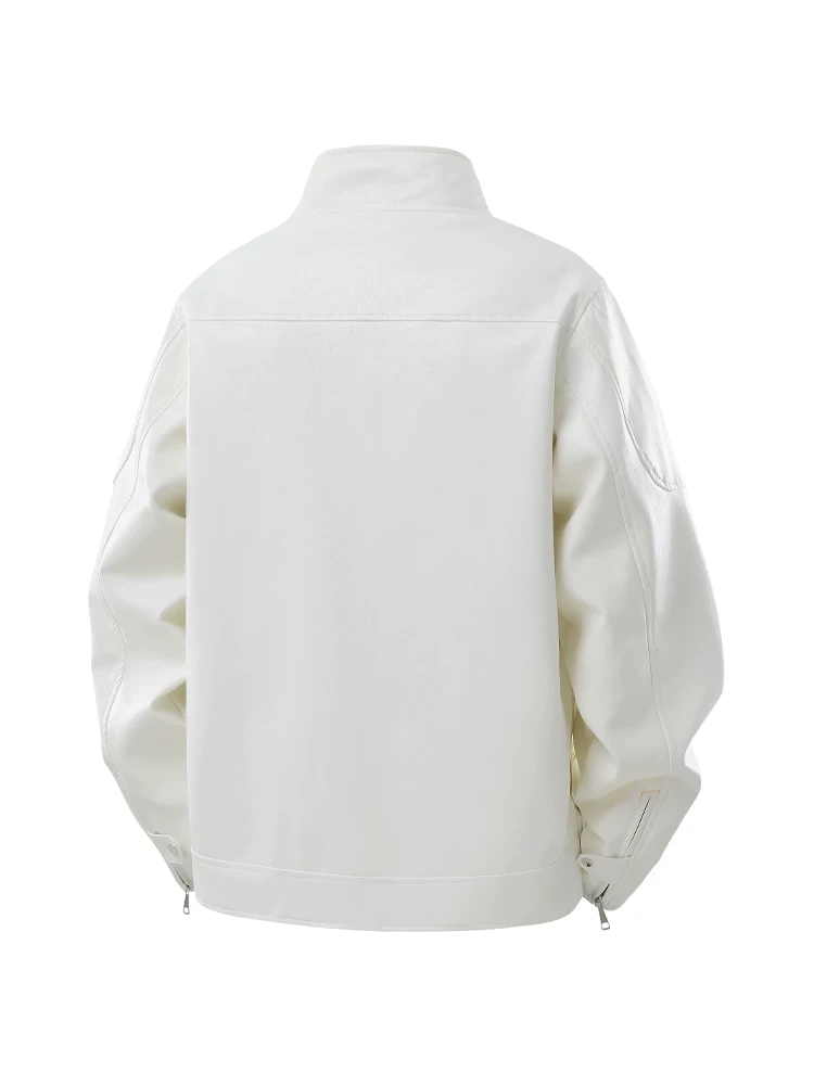 Áo khoác da PU cổ đứng phong cách Mỹ của Jeanswest dành cho nam, mùa xuân thu, áo khoác ngoài dáng rộng thương hiệu thời thượng cao cấp.