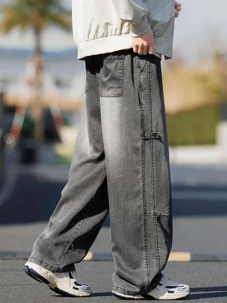 Quần jeans ống đứng chất liệu lụa băng lyocell của Jeanswest dành cho nam, kiểu dáng rộng rãi thoải mái mùa hè, cảm giác cao cấp, quần dài.