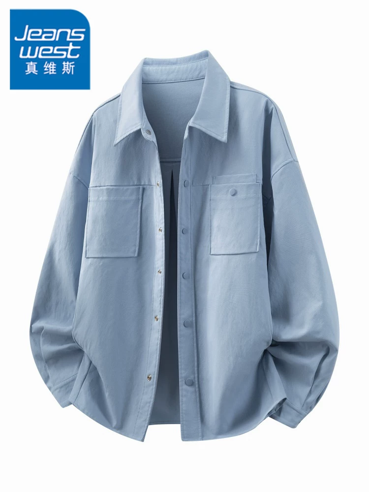 Áo khoác có cổ màu trơn thông thường của Jeanswest dành cho nam giới, thương hiệu thời thượng mùa xuân thu, áo khoác ngoài đa năng phong cách và cao cấp.