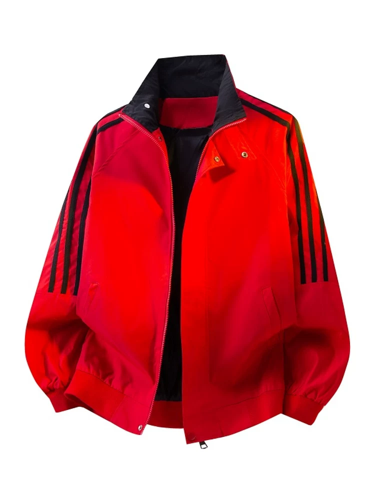 Áo khoác kẻ sọc cổ đứng thể thao retro mới của Jeanswest 2026 dành cho nam, áo khoác thời trang xu hướng mùa xuân thu, kiểu dáng rộng rãi, thoải mái.
