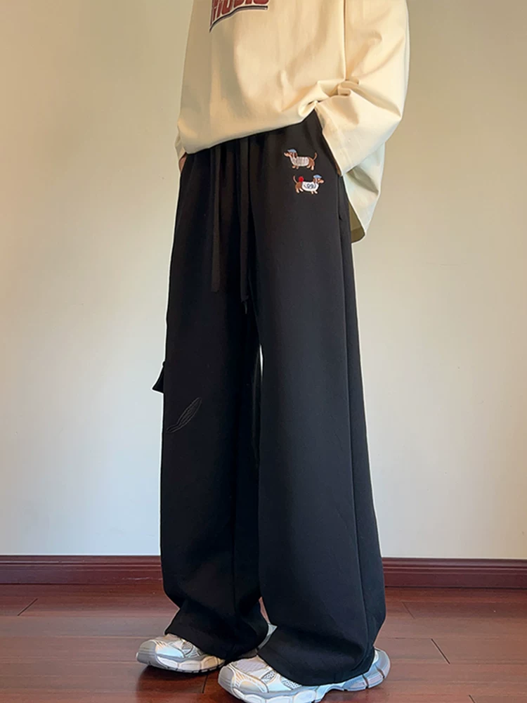 Quần dài ống đứng thêu hình động vật của Jeanswest dành cho nam, mùa xuân thu, thương hiệu thời trang cao cấp, quần dài rộng rãi và mềm mại.