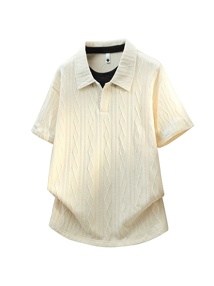 Áo thun nam Jeanswest kiểu Mỹ giả hai lớp, chất liệu jacquard cao cấp, dáng rộng, thời trang, thoáng khí, tay ngắn mùa hè.