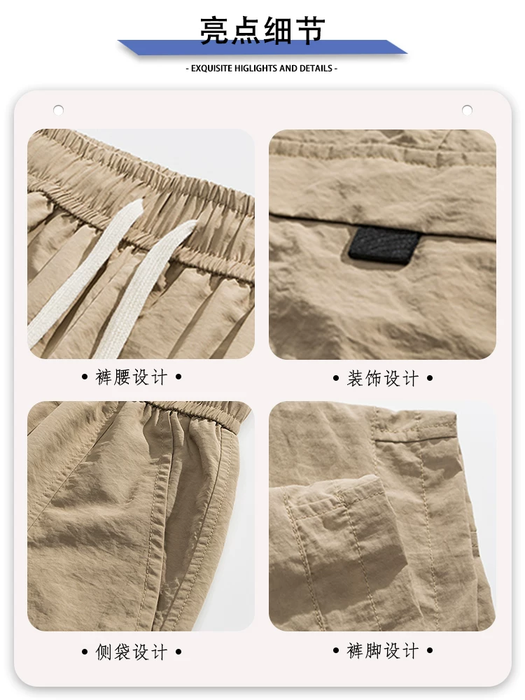 Quần short kaki công sở Jeanswest chất liệu lụa băng dành cho nam, kiểu dáng mỏng mùa hè có túi lớn, quần năm phần ống thẳng có dây rút.