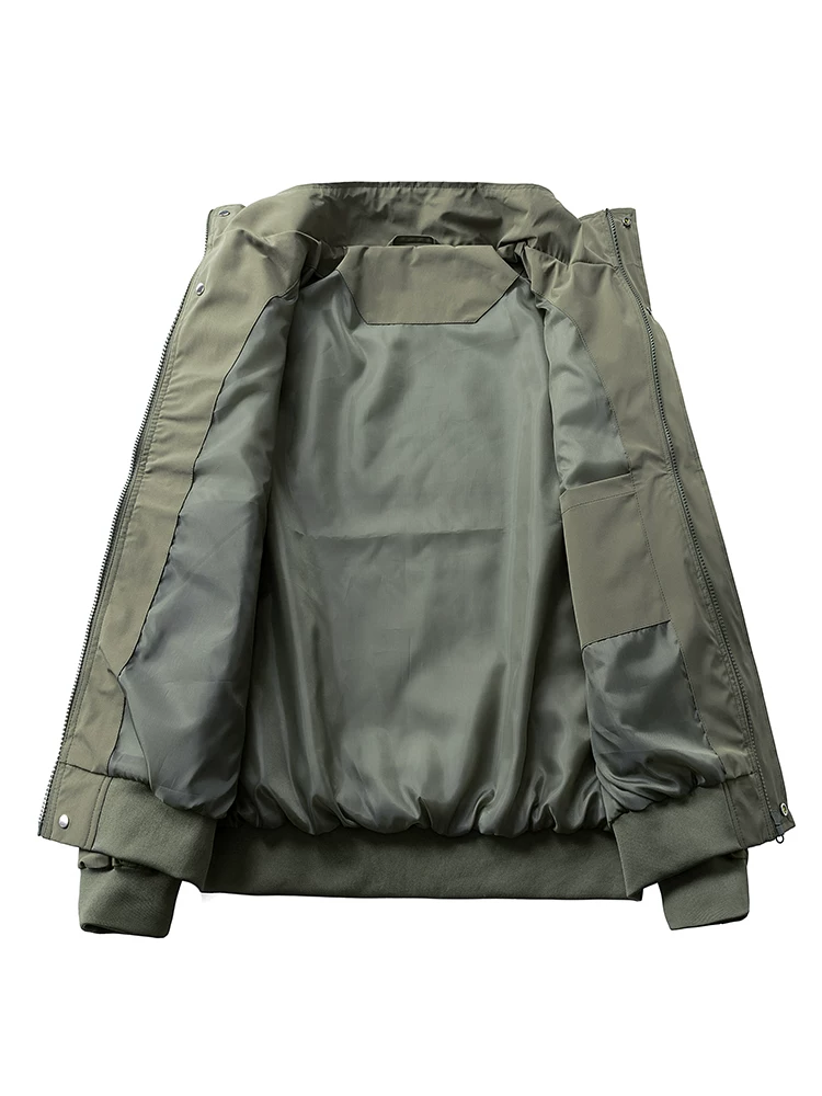 Áo khoác cổ đứng màu xanh quân đội phong cách Mỹ của Jeanswest dành cho nam, mùa xuân và mùa thu, áo khoác ngoài thương hiệu thời trang cao cấp, rộng rãi, hợp thời trang.