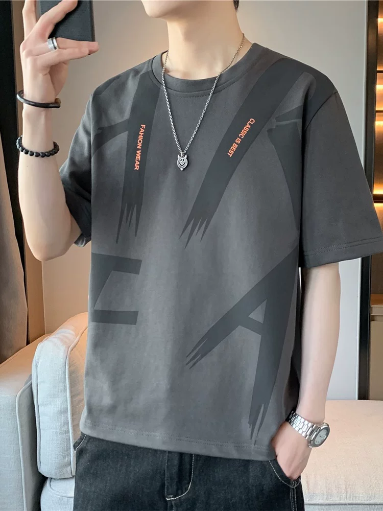Áo thun cổ tròn in chữ Jeanswest dành cho nam, mùa xuân hè, áo kiểu dáng rộng rãi cao cấp.