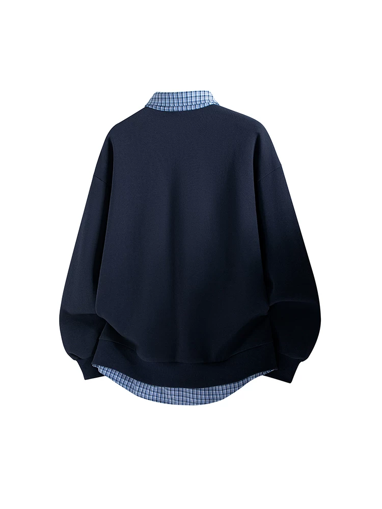 Áo khoác cardigan giả hai mảnh phối màu phong cách Mỹ của Jeanswest dành cho nam, mùa xuân thu, áo khoác dáng rộng thương hiệu thời thượng cao cấp.