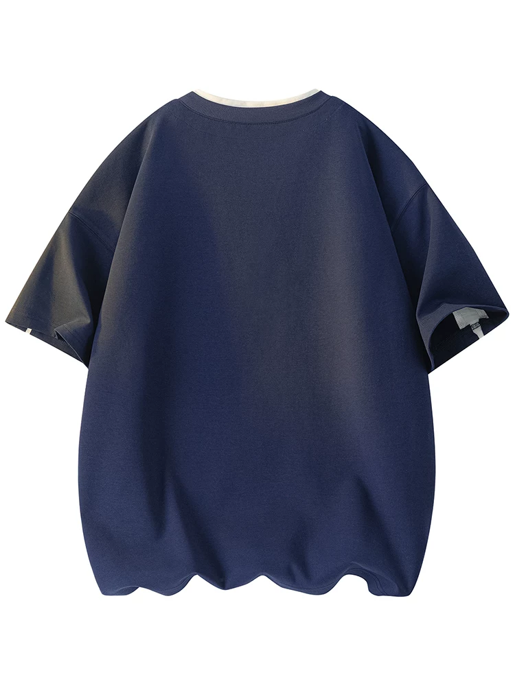 Áo thun giả hai mảnh cổ tròn thoáng khí phong cách Mỹ của Jeanswest dành cho nam, áo sơ mi ngắn tay thời trang cao cấp mùa hè, thương hiệu thời trang cao cấp.