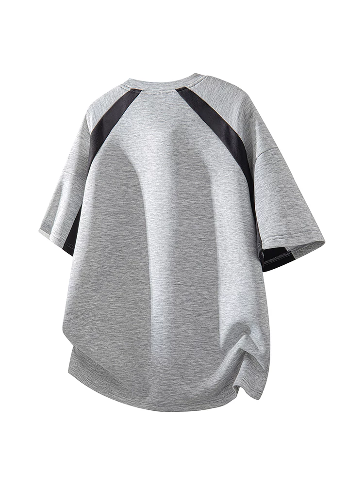 Áo thun nam tay lửng phối màu cao cấp Jeanswest, kiểu dáng rộng rãi, thời trang, màu đen, mùa hè.