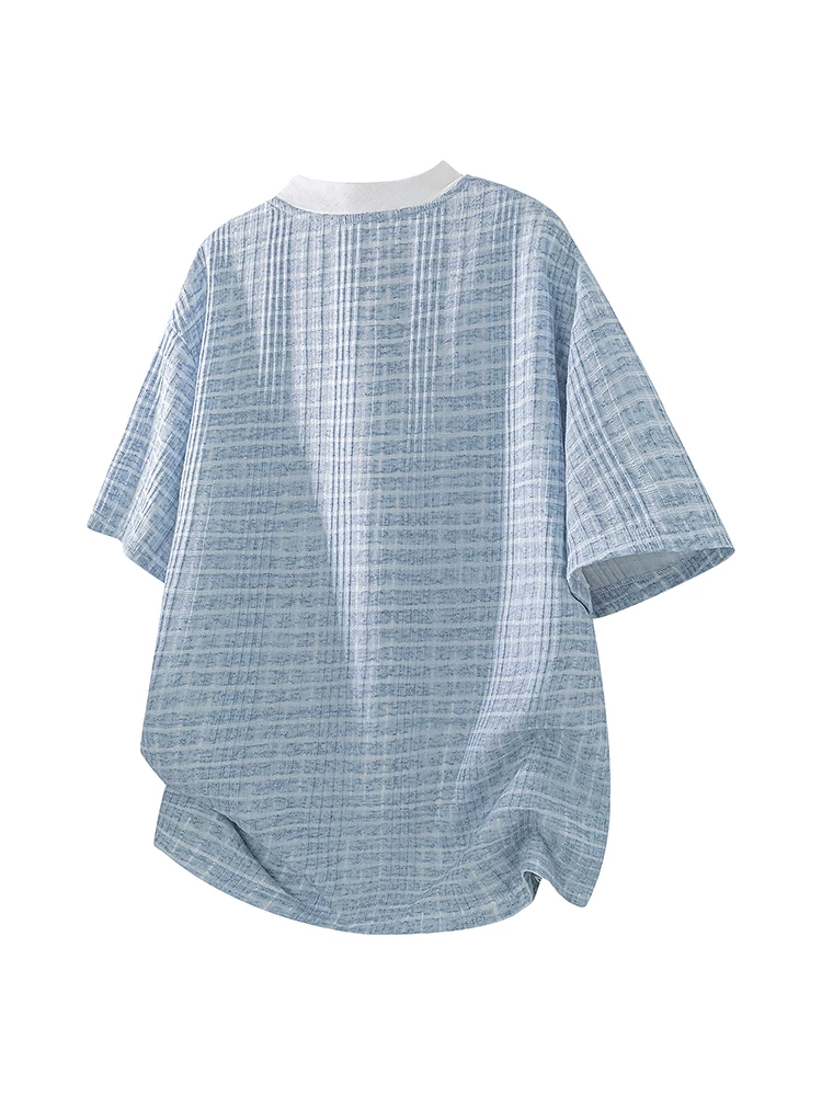Áo thun nam nửa khóa kéo kiểu Mỹ của Jeanswest, mùa xuân hè, thương hiệu thời trang cao cấp, phong cách và cá tính, tay ngắn rộng rãi và thoáng khí.