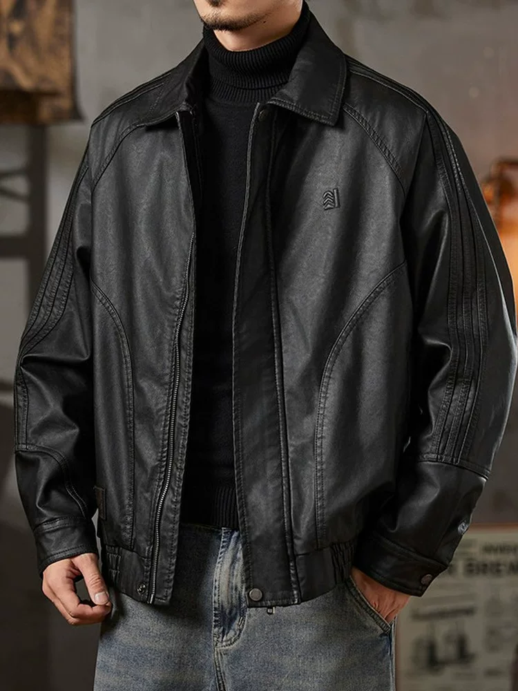 Áo khoác da PU cổ điển hợp thời trang của Jeanswest dành cho nam mùa xuân thu mới cao cấp áo khoác ngoài dáng rộng thông thường