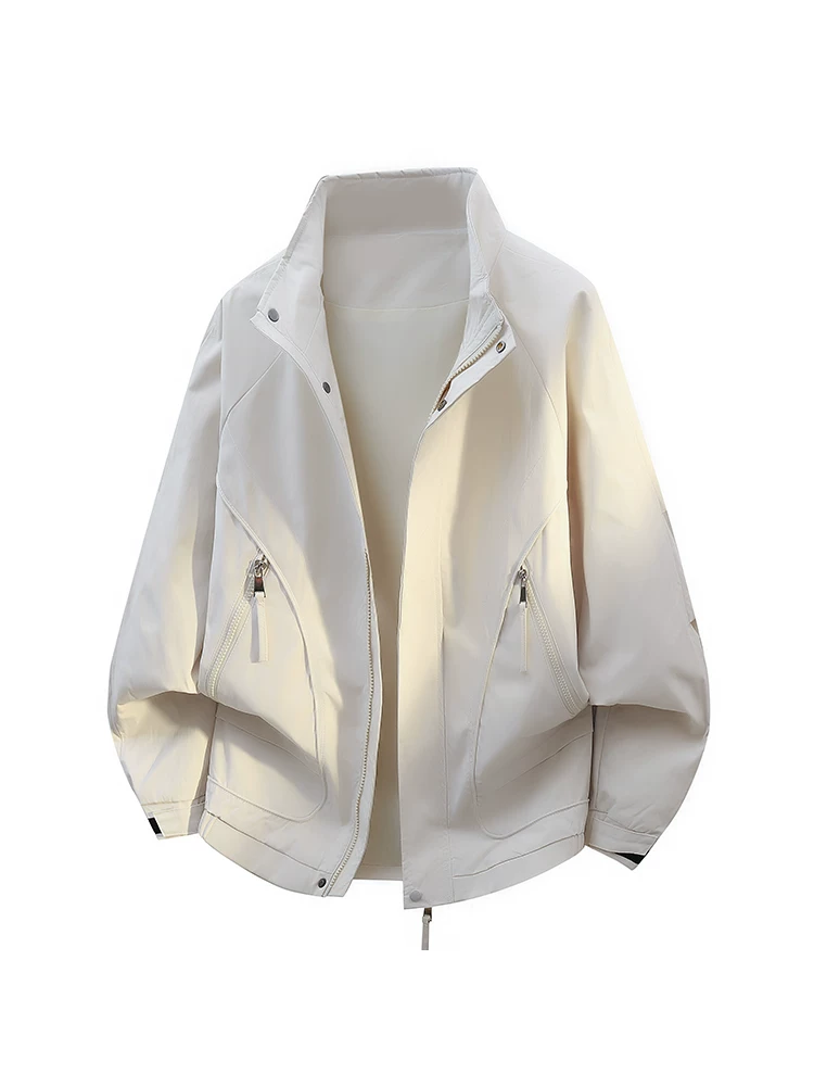 Áo khoác phi công cổ đứng phong cách retro Mỹ của Jeanswest dành cho nam, áo khoác có túi khóa kéo cỡ lớn mới cho mùa xuân/thu.