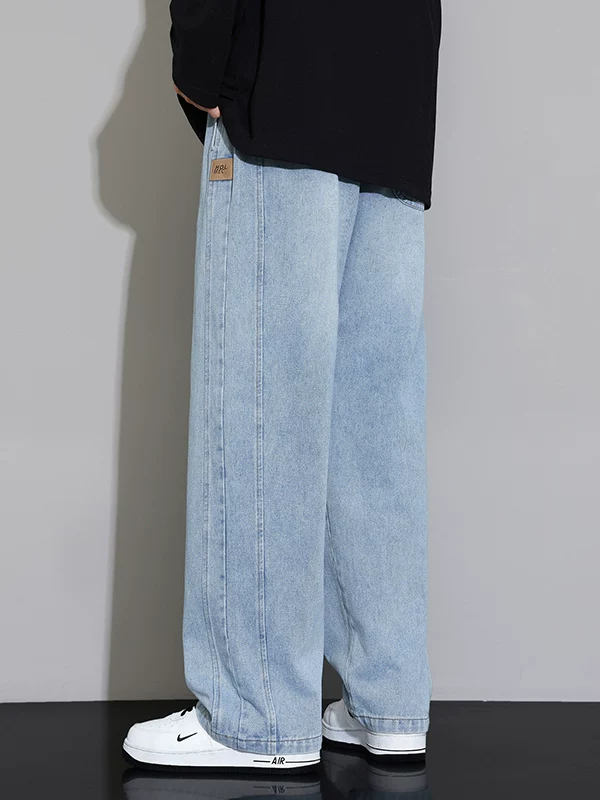 Quần jeans ống đứng dáng rộng phong cách retro dành cho nam, mẫu mới xuân thu 2026, kiểu Mỹ đa năng, quần dài thường ngày.